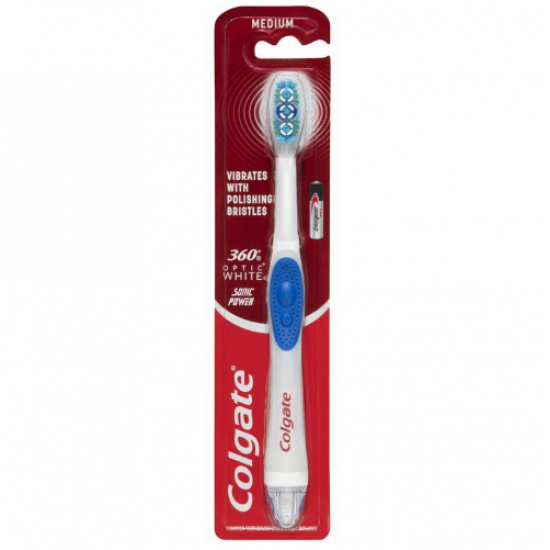 Colgate 360 Optic White Power toothbrush Medium with vibrating & polishing bristles