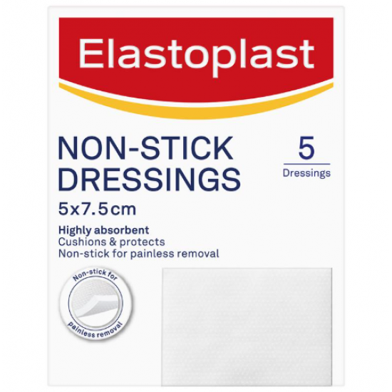 Elastoplast 21100 Non-Stick Wound Dressing 7.5cm x 5cm 5 Pack