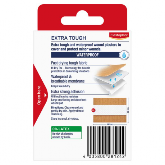 Elastoplast Extra Tough Waterproof Plasters Cut To Size 80cm x 6cm