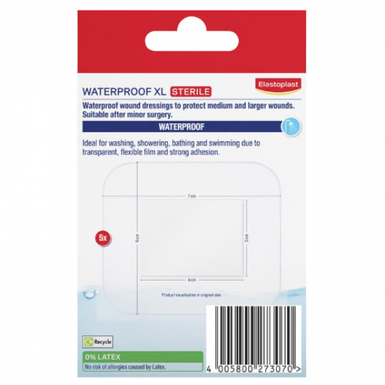 Elastoplast Waterproof Dressing XL 6x7cm 5 Pack