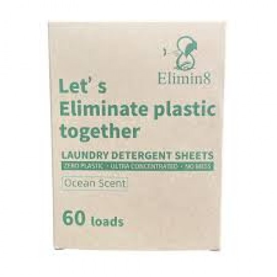 Elimin8 Concentrated Washing Detergent Sheets Fragrance Free 60 Loads