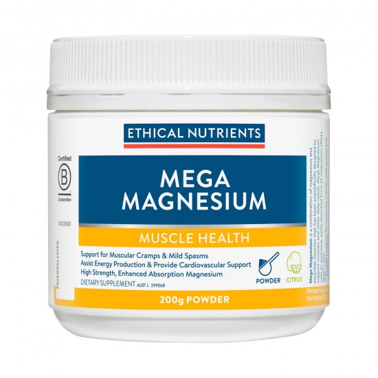 Ethical Nutrients Mega Magnesium Powder Raspberry 200g