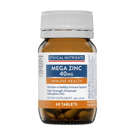 Ethical Nutrients Mega Zinc 40mg 60 Tablets