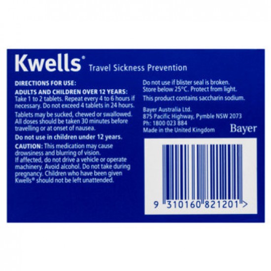 Kwells Adult Tablet Chewable 12 Pack