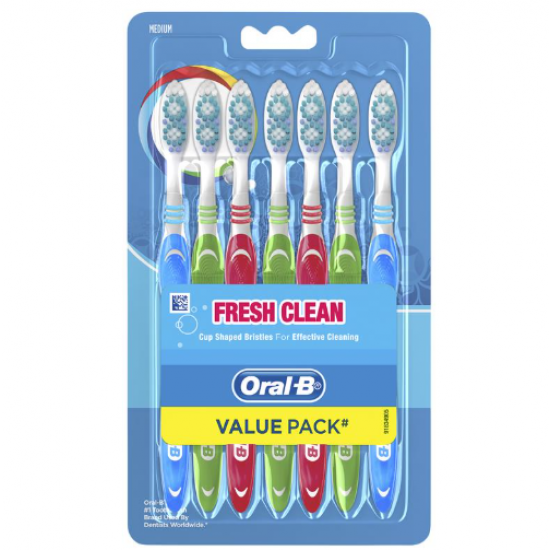 Oral B Toothbrush Fresh Clean Manual Medium 7 Pack