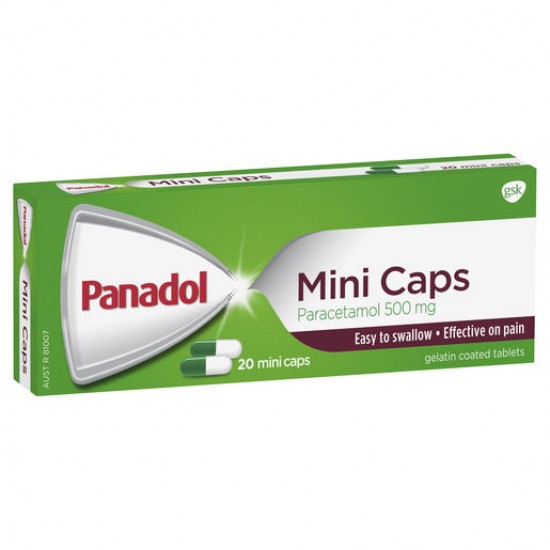 Panadol Mini Caps for Pain Relief, Paracetamol 500 mg 20