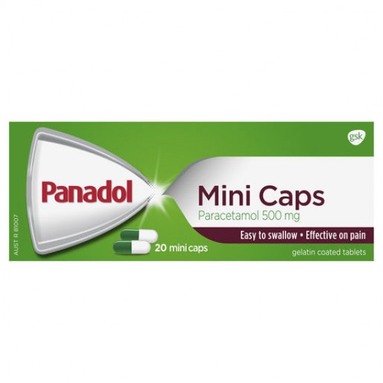 Panadol Mini Caps for Pain Relief, Paracetamol 500 mg 20