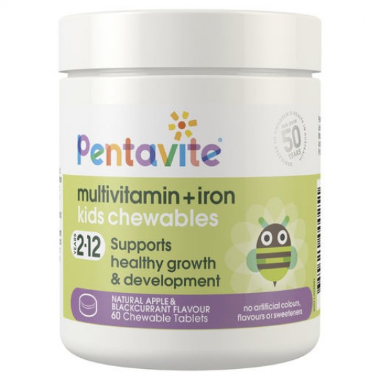 Pentavite Multivitamin + Iron Kids 60 Chewable Tablets 