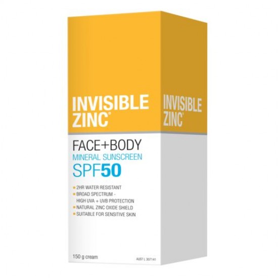 Invisible Zinc Face & Body Mineral Sunscreen SPF50 150g