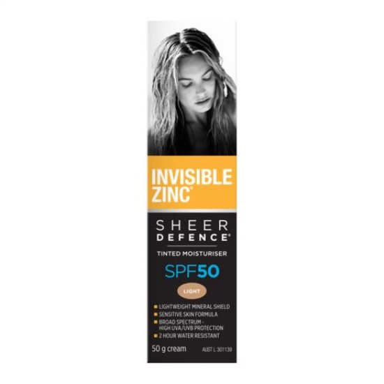 Invisible Zinc SPF 50+ Sheer Defence Tinted Moisturiser Medium 50g