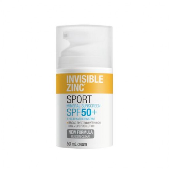 Invisible Zinc SPF 50+ Sport Mineral Sunscreen 4 Hour Water Resistant 50ml