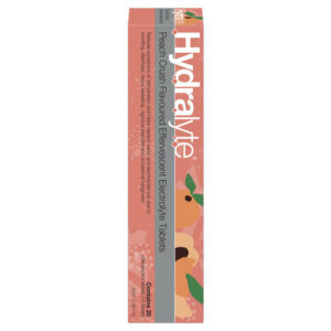 Hydralyte Effervescent Electrolyte Tablets Peach Crush Flavoured 20 Tablets-1